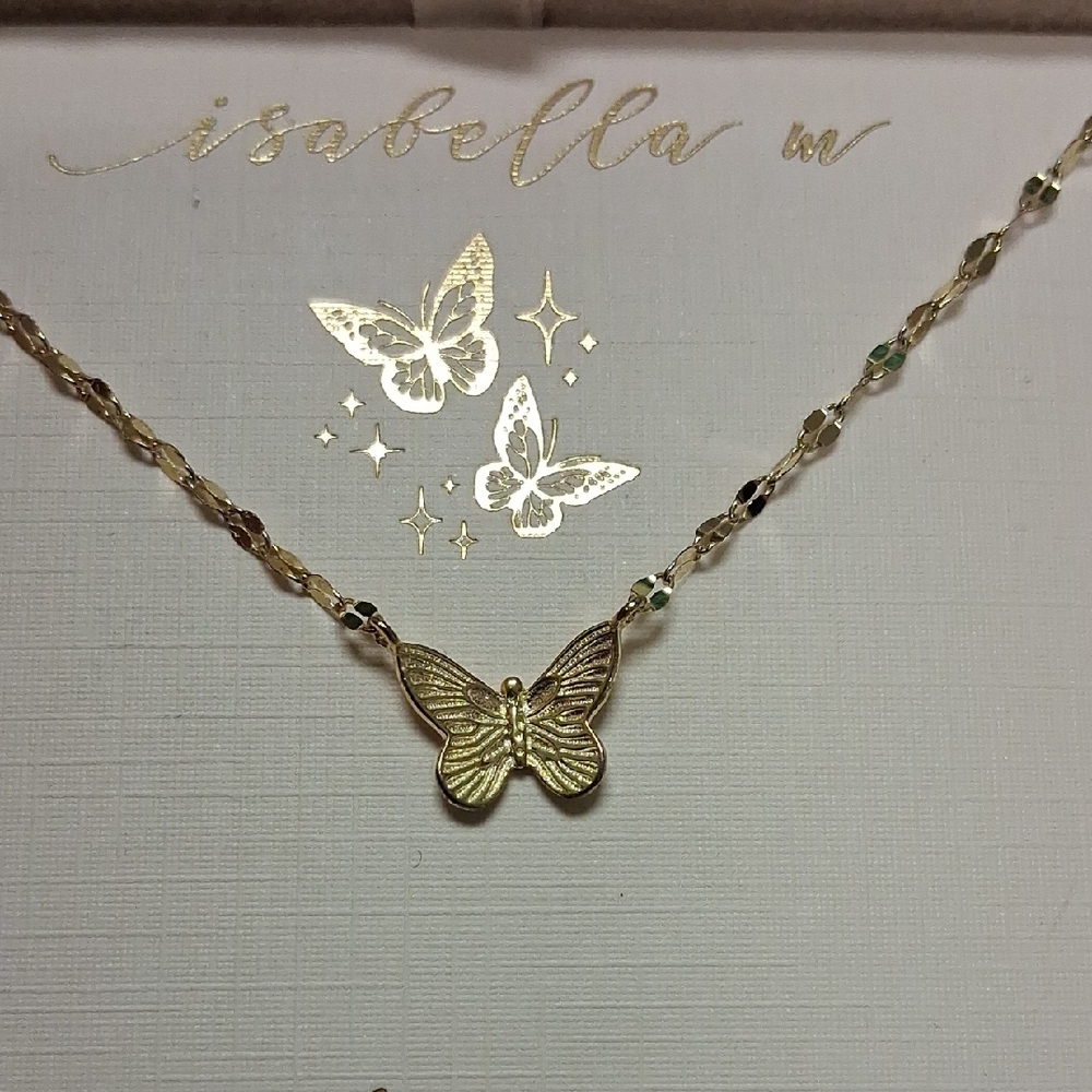 Isabella Gold Plated Butterfly Necklace - Picture 3 of 6